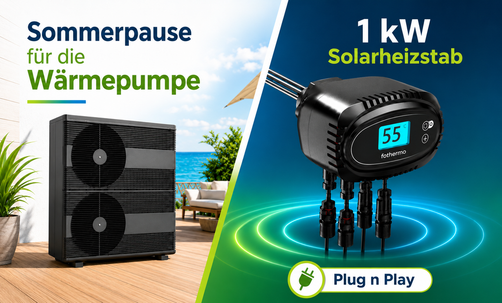 Sommerpause für die Wärmepumpe: Warum der fothermo 1 kW Solareizstab gerade das „Must-have“ der Energiewende ist