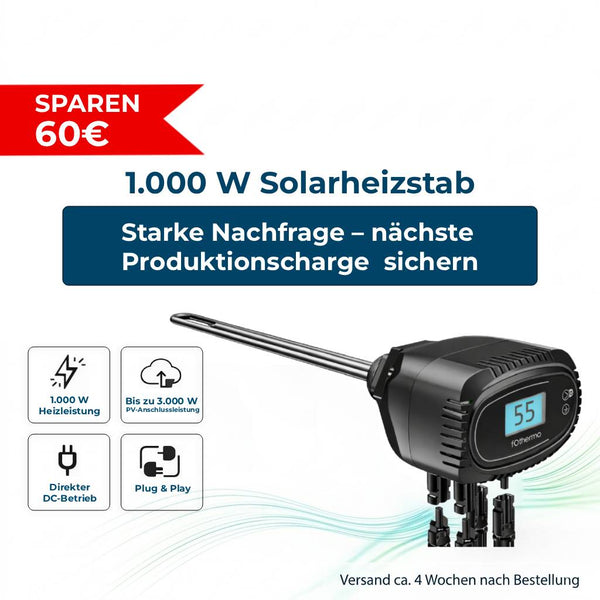 1.000 W zonneverwarmingselement met netinvoeding